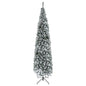 9' Tall Unlit Snow-Flocked Slim Artificial Christmas Tree with Realistic Branches and 1014 Tips