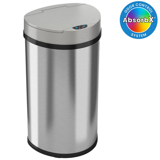 iTouchless Stainless Steel Sensor Trash Can with AbsorbX Odor Control 13 gallon Silver IT13HX