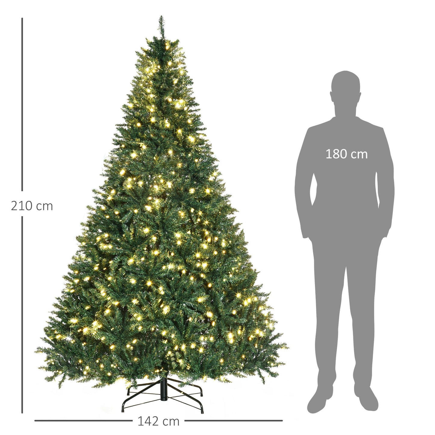 7ft Pre-Lit Full Douglas Fir Artificial Christmas Tree with Realistic Branches, 700 Warm White LED Lights and 2154 Tips